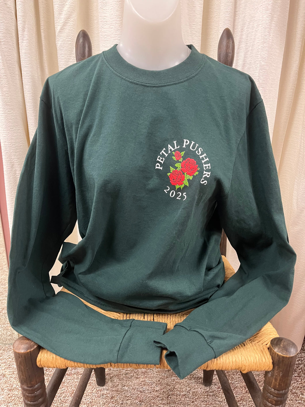 2025 Petal Pushers® Tee Shirt - Long Sleeve (all sizes) Dark Green