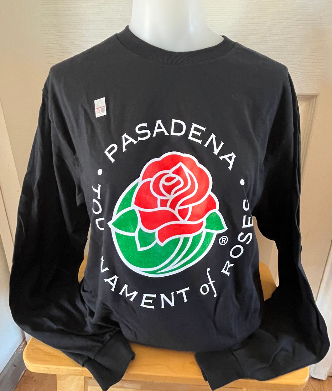 Women's Tournament of Roses Tee Shirt: Long Sleeve, Printed (Black)